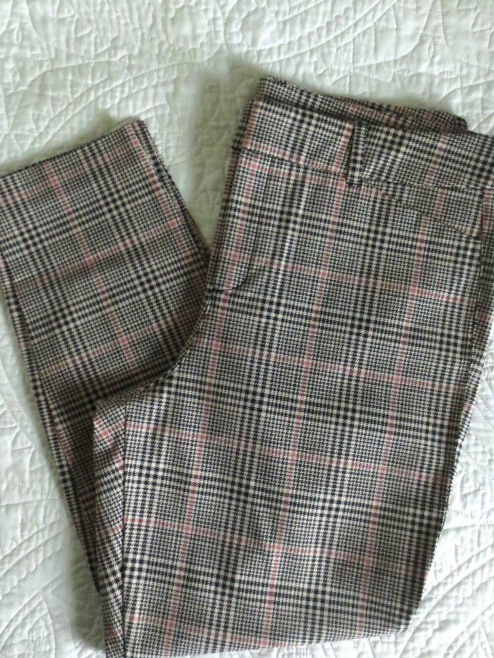 Light Academia Mid-rise Pink & Black Plaid Pants